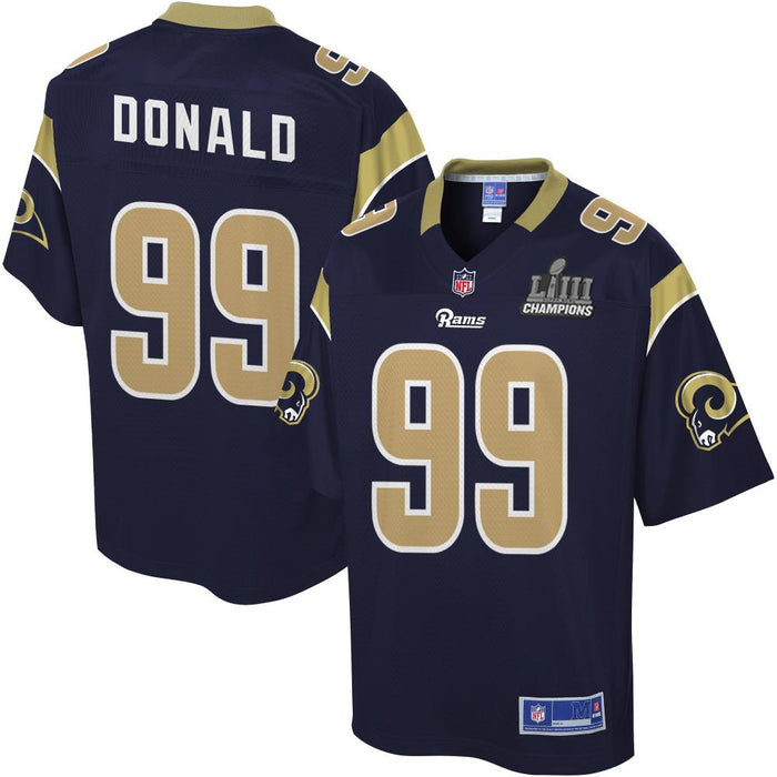 AARON DONALD LOS ANGELES RAMS SUPER BOWL LIII 53 CHAMPIONS PATCH FOOTBALL MEN'SJERSEY - NAVY - 2019