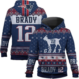 3D Hoodie Tom Brady New England Patriots 5x Super Bowls Champions